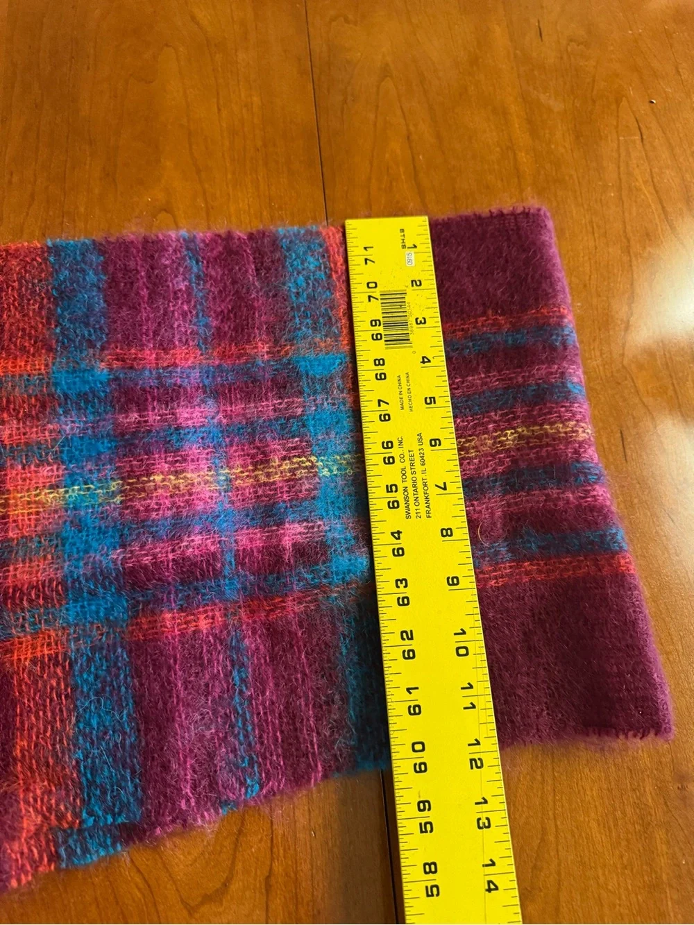 Mohair Wool Blend Scarf - Purple Plaid